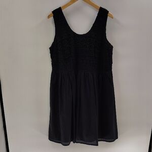 ellos Sleeveless Dress Black Size 16 Brocade Lace Bodice